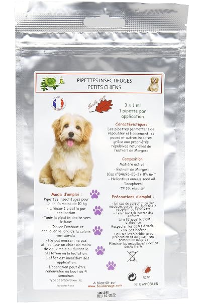 Feuille Rouge Pipettes Insectifuges Petits Chiens 3 1 Ml