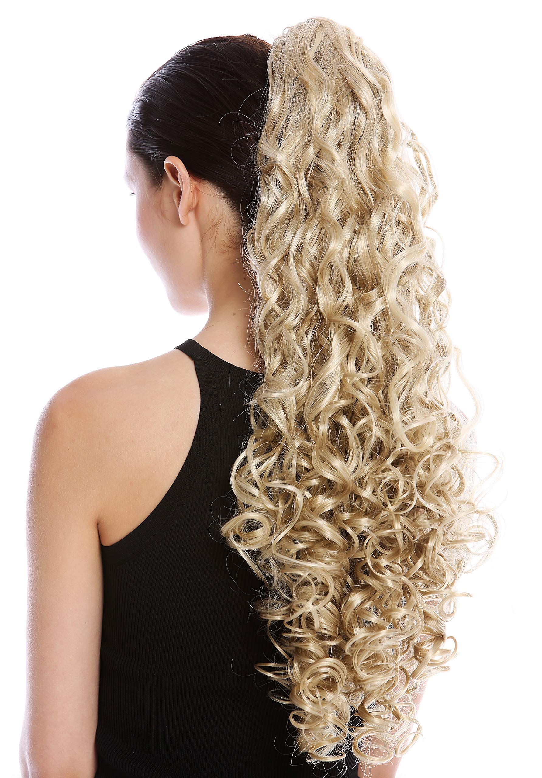 WIG ME UP - MKB-21-V-22TT613 Ponytail Hairpiece Extensions optional Combs & Clamp very long voluminous curled blond platinum highlights 23inch
