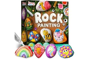 JOYIN 10 Rock Painting Kit, Creativity Arts & Crafts, DIY Supplies, Spring Crafts for Kids, Decorate Your Own Painting Craft, Family Outdoor Indoor Activity, Toddler Birthday Gifts
