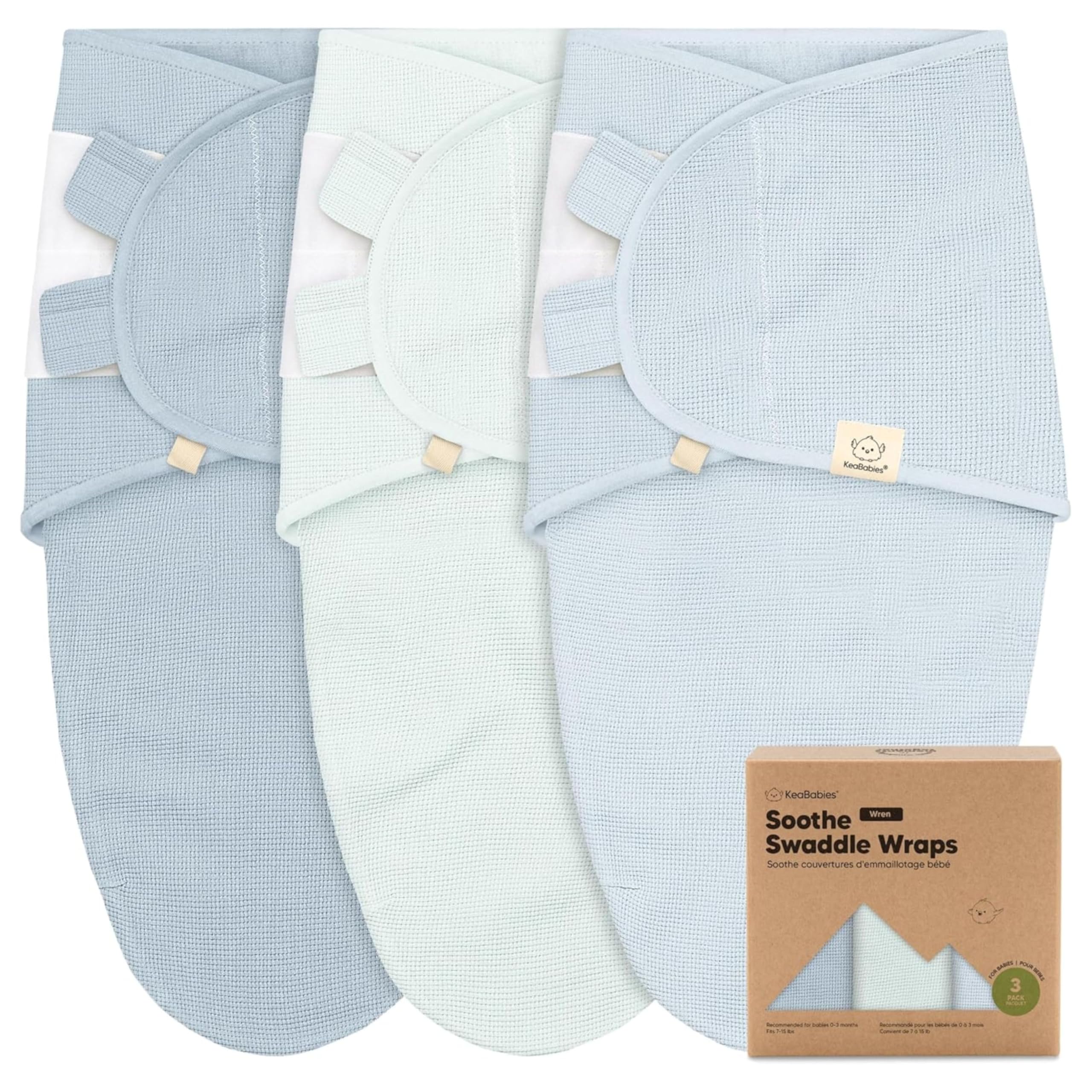 Photo 1 of 3-Pack Organic Swaddles for Newborns, Baby Sleep Sacks 0-3 Months - Baby Swaddle Wrap, Newborn Wearable Blanket, Infant Sleep Sack for Girls, Boys, Soft & Snug, Large Hook & Loop Closure (Glacier)