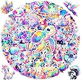 100 Pcs Cute Rainbow Animal Stickers Pack for Kids Girls Teens, Kawaii Waterproof Vinyl Decals,Cartoon Starry Animal Sticker for Water Bottle,Laptop,Luggage,Skateboard,Teaching Rewards,Party Favors
