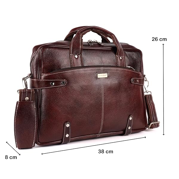 WILDWOODNEST MEN’S BROWN LEATHER LAPTOP BAG – CROSSBODY & HANDHELD OFFICE BRIEFCASE WITH ADJUSTABLE STRAP