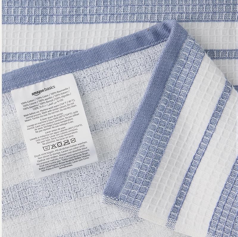Canovacci in 100% Cotone Biologico a Nido d'Ape - Ultra Assorbenti, Asciugatura Rapida, Strofinacci Anti-pelucchi, 38 x 64 cm, 6 Pezzi (assortiti Blu Navy, Bianco) — foto 3 di 5