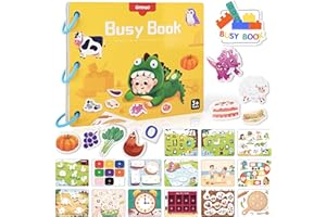 URMYWO Toddler Busy Book, Preschool Learning Activities Educational Toys with 12 Themes Alphabet Activity Book Christmas Birthday Gifts for Ages 3+ Boys Girls