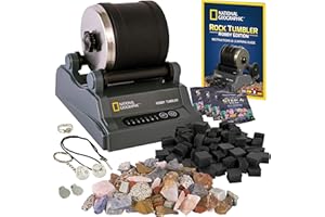 BLUE MARBLE National Geographic Hobby Rock Tumbler Kit – Durable Leak-Proof Rock Polisher with 7-Day Timer, Complete Rock Tumbling Kit with Grit, Jewelry Settings & GemFoam Polish, Educational STEM Science Kit