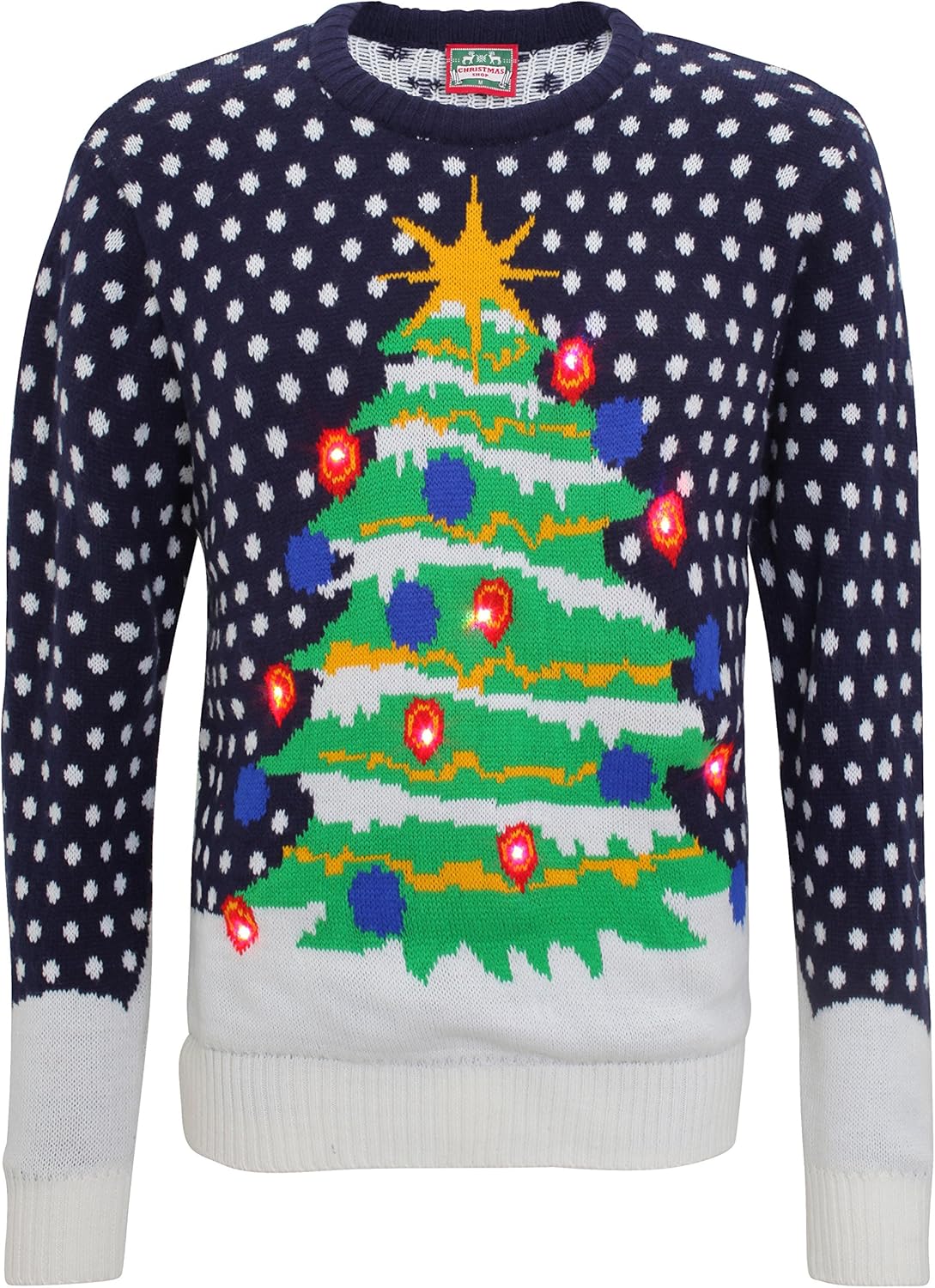 3D Christmas Tree Knitted Jumper With Lights (Large 40") Amazon.co.uk