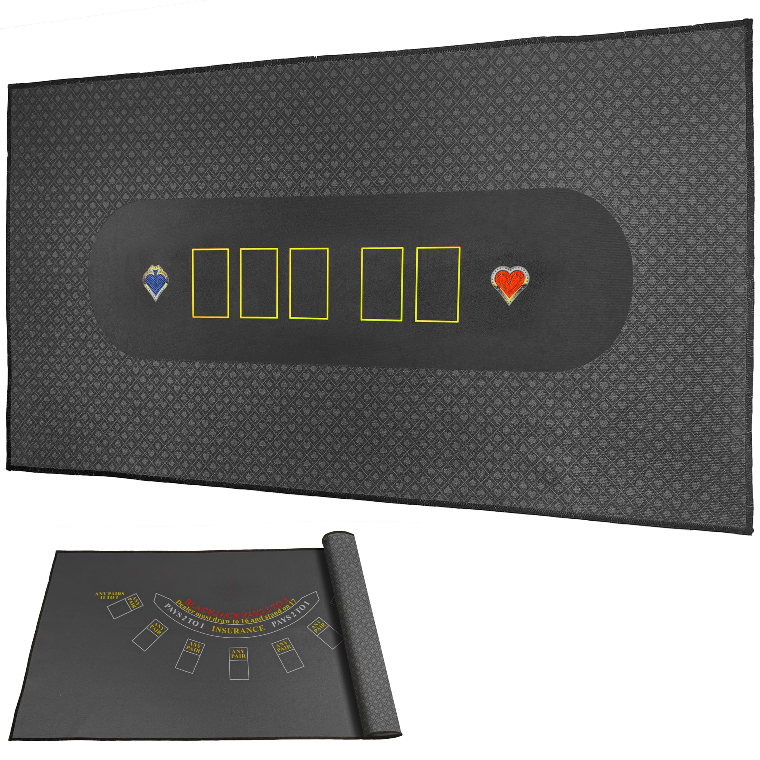 BALIKEN 36x72 Inches Texas Holdem Poker Mat & Blackjack Table Top Casino Felt Professional Grade Mat (Grey)