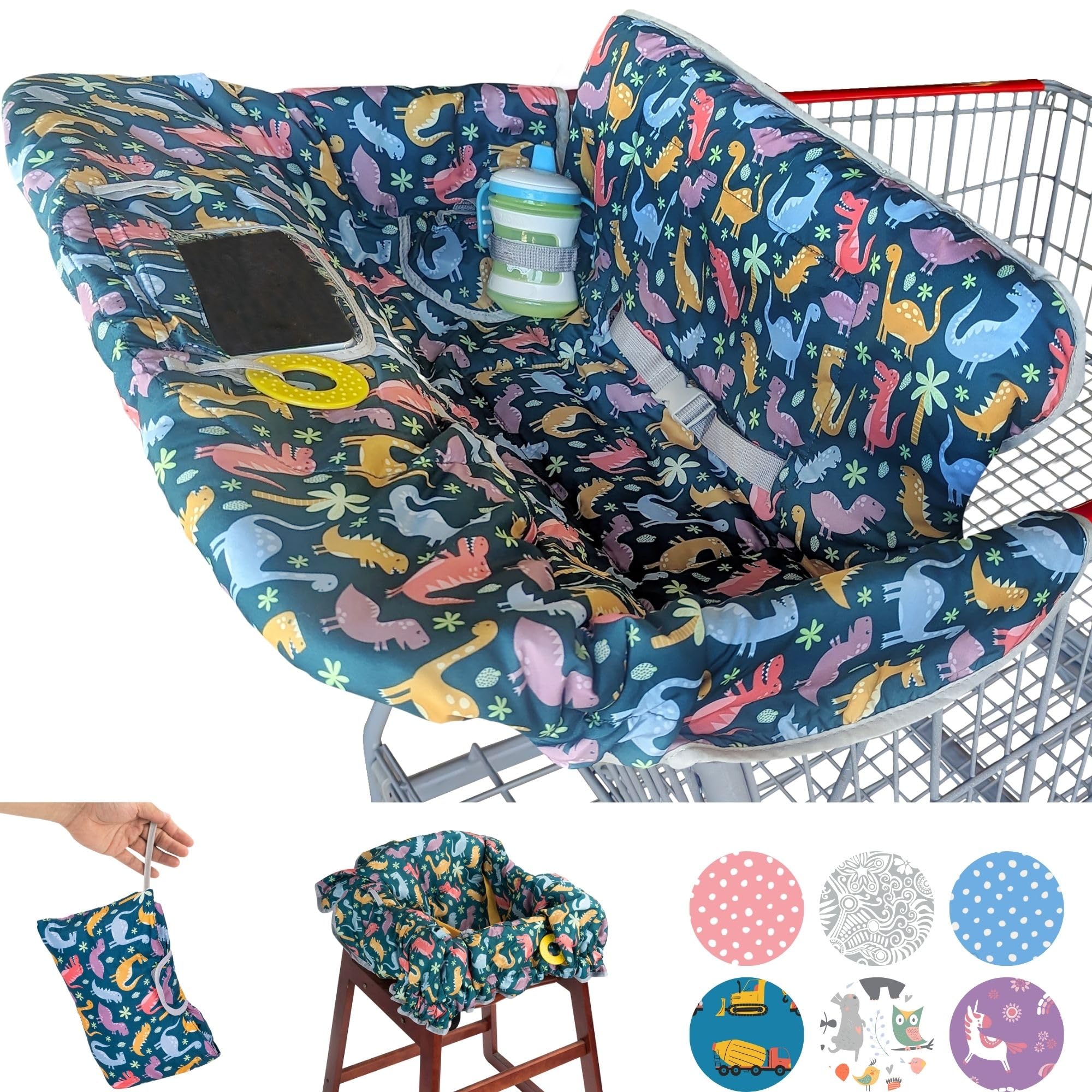 Suessie Shopping Cart Cover and High Chair Cover, Dinosaurs