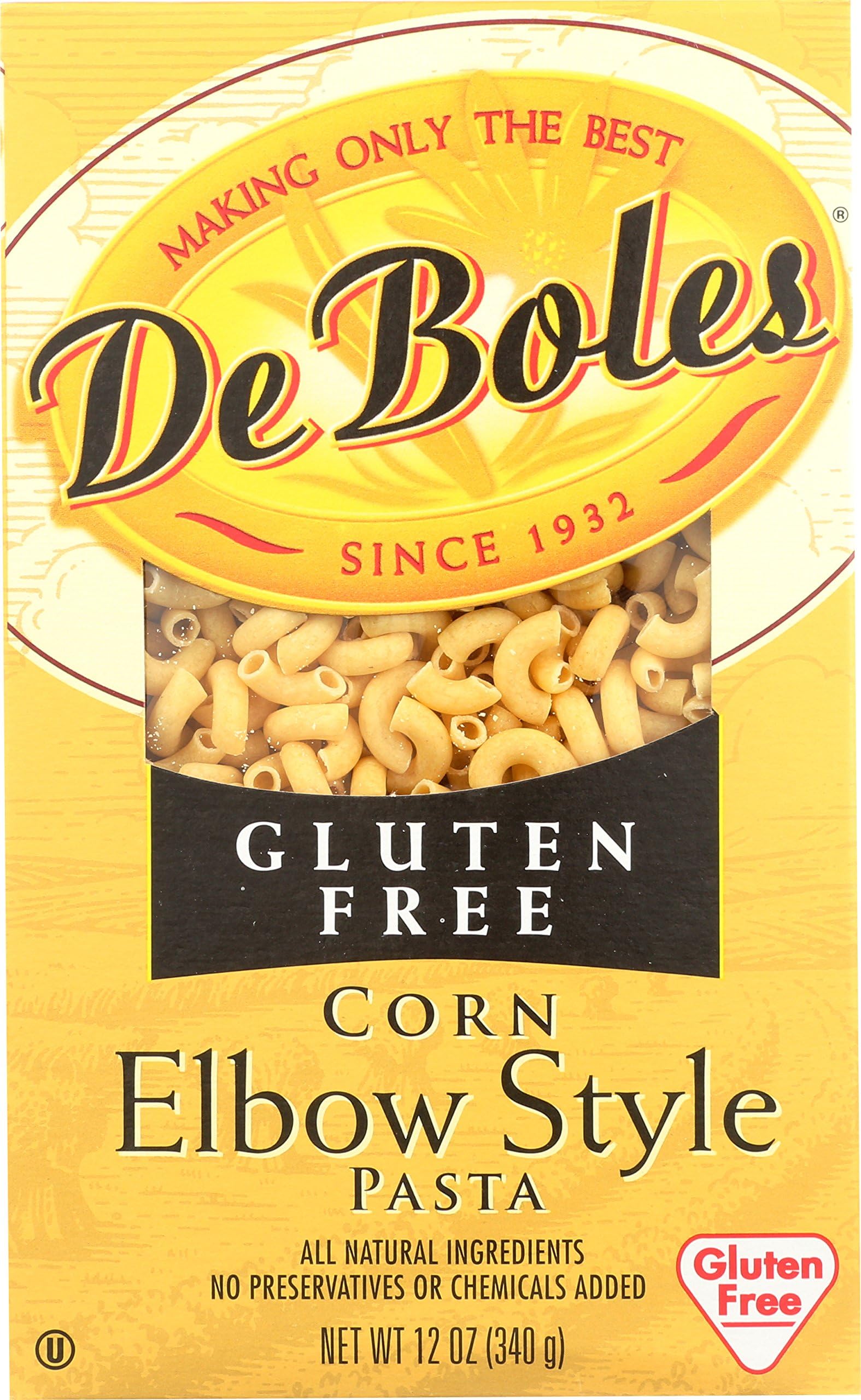 DeBoles Gluten-Free Corn Pasta, Elbow, 12 Ounce (Pack of 12)