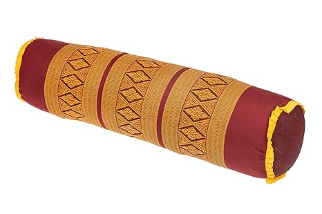 Thaikissen Nackenrolle 50x13 mit Füllung aus Kapok Yoga Bolster Yogakissen Rolle rot feste Kissenrolle burgunder