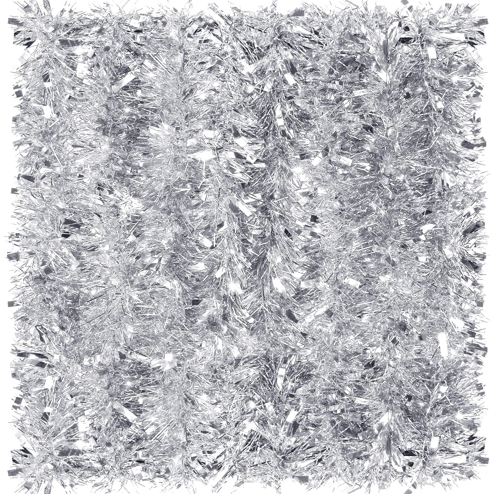 Syhood 32.8 Feet Christmas Metallic Twist Tinsel Garland Xmas Glitter Garland Tree Hanging Tinsel Decoration for Christmas Party and Home Indoor Outdoor Ornament Supplies(Silver)