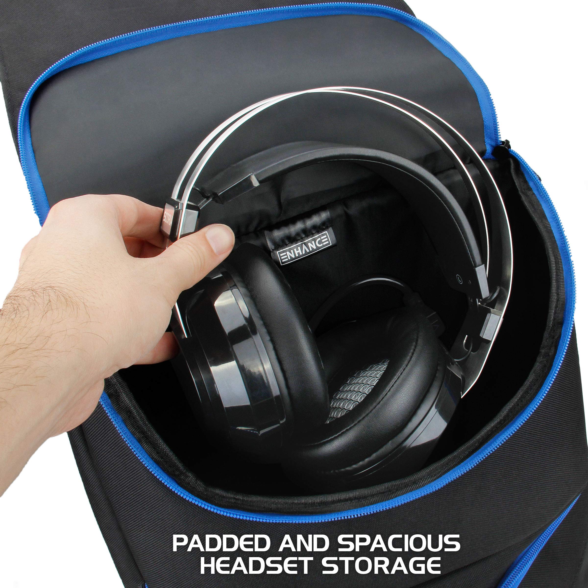 ENHANCE eSports Gear Universal Console Laptop Gaming Backpack - Compatible with PS4 Pro, Xbox One & Computers - Gear Arsenal Storage for Controllers, Headsets, Games, Mice, Keyboards & Accessories