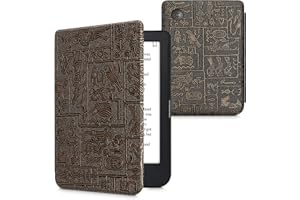 kwmobile Case Compatible with Kobo Clara 2E / Tolino Shine 4 Case - eReader Cover - Egyptian Figures Gold/Black