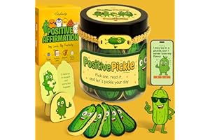 Stofinity Positive Pickle Jar - Teen Girl Gifts Trendy Stuff - Stocking Stuffers Christmas Gifts For Teenage Girls, Cute White Elephant Gift For Women, 60 Daily Affirmation Cards For Teacher, Friend