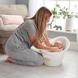 Shnuggle Newborn Baby Bath Taupe Beige with Bum Bump Headrest Plug view 8