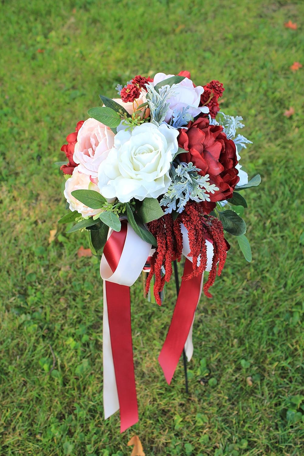 Amazon Com Boho Wedding Bouquet In Blush Burgundy And Ivory Handmade