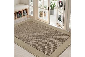 BEQHAUSE Indoor Door Mat 32" x 48", Dirt Trapper Door Mats Non-Slip Entryway Rugs Washable, Resist Dirt Absorbent Welcome Mat, Low Profile Floor Mats for Front Back Door and Entryway, Taupe