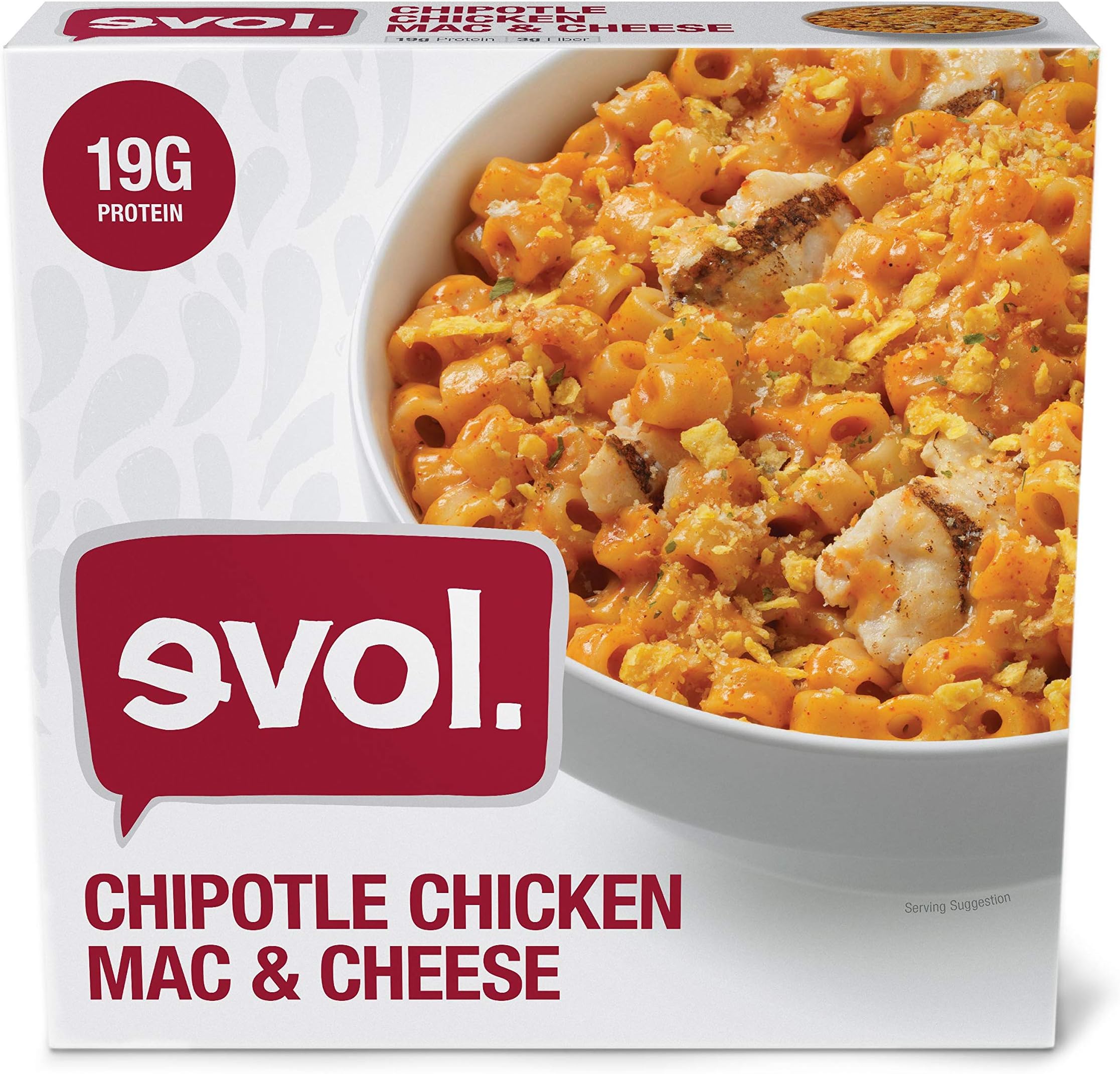 Evol Chipotle Chicken Mac and Cheese, Single Serve, 19 Grams of Protein Per Serving, 8 oz (frozen)
