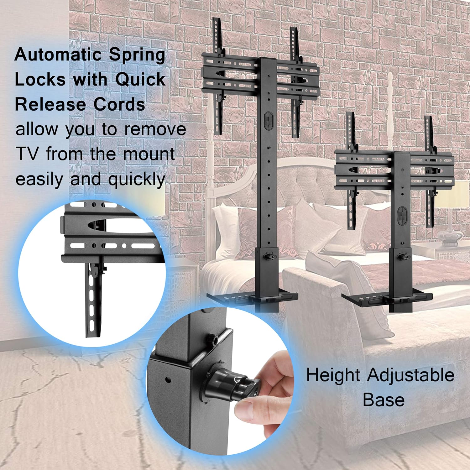 Rolling Tv Stand, Mobile Tv Stand with Quick-Release Spring Lock Mount for 32-55 inch LCD LED Plasma Flat Screens w/ Adjustable AV Shelf and Locking Wheels: Electronics