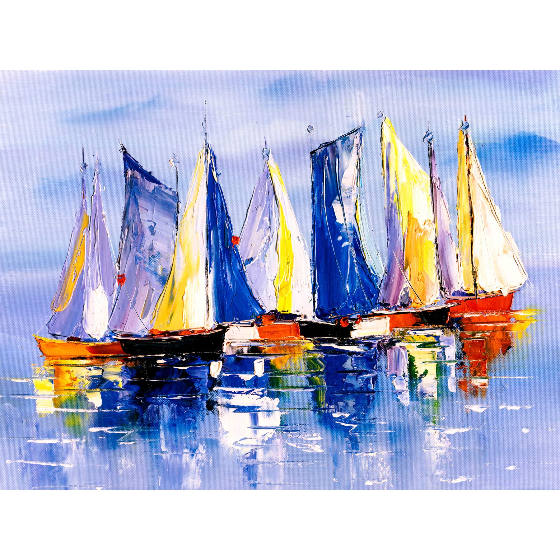 Wee Blue Coo Boats Sailing At Sea Large Wall Art Print Canvas Premium Poster