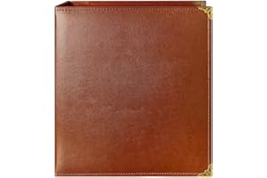 Beautyus Vintage Leather 3 Ring Binder, 2 Inch D Ring, Holds 8.5" x 11" Paper Letter Size, Brass Corner Protectors, Faux Leather Cover, Professional Office & School Binder (1 Pack, Coffee, 2 Inch)