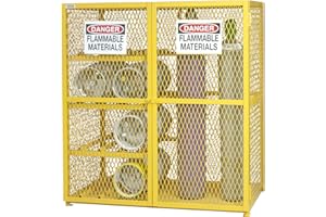 Durham Steel/Iron Combination Horizontal/Vertical Cylinder Storage Cabinet, EGCC8-9-50, 17 Cylinder Capacity, 30" Length x 60" Width x 71-3/4" Height, Yellow Powder Coat Finish