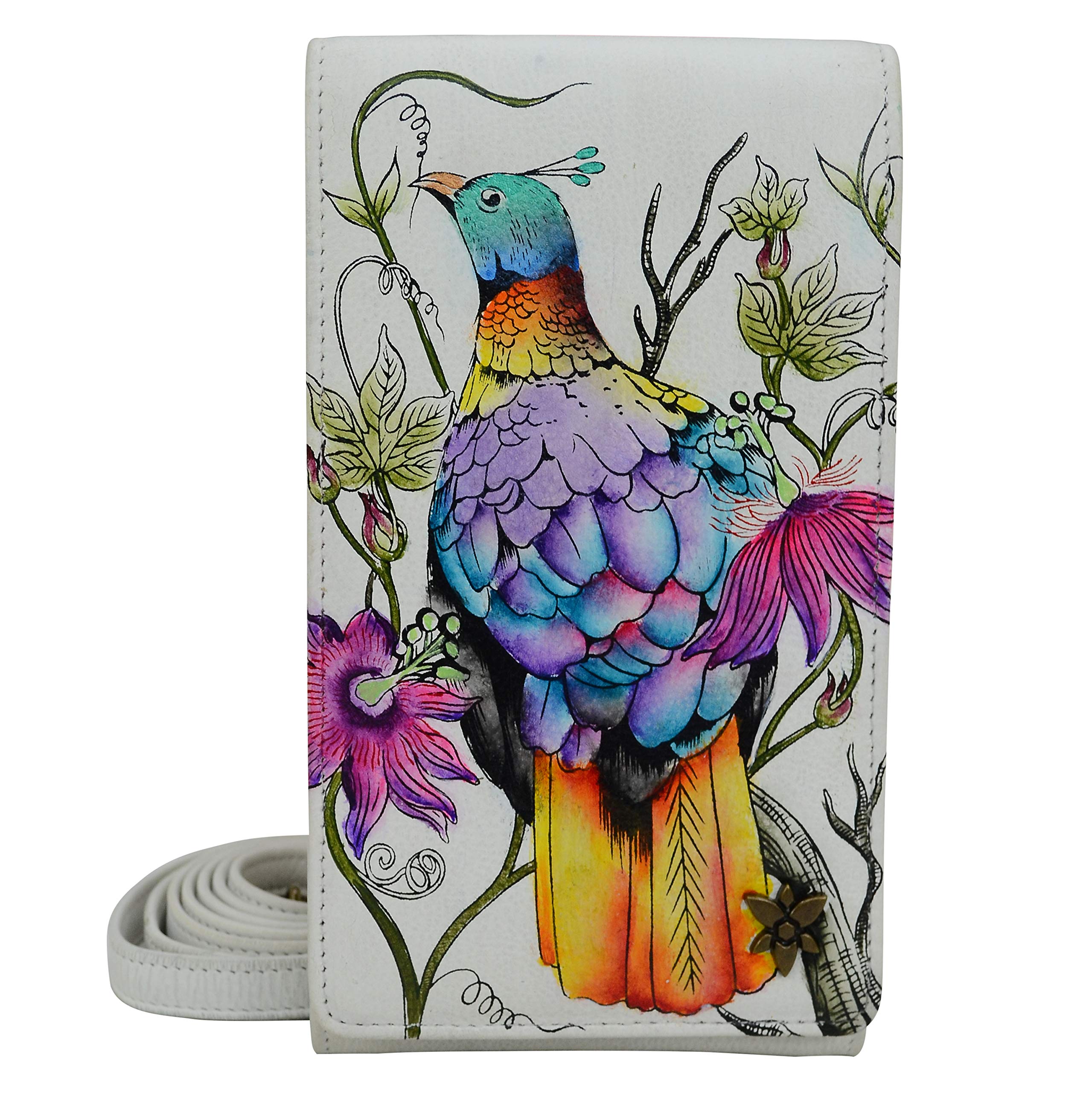 Anuschka Women’s Genuine Leather RFID Smartphone Crossbody - Himalayan Bird
