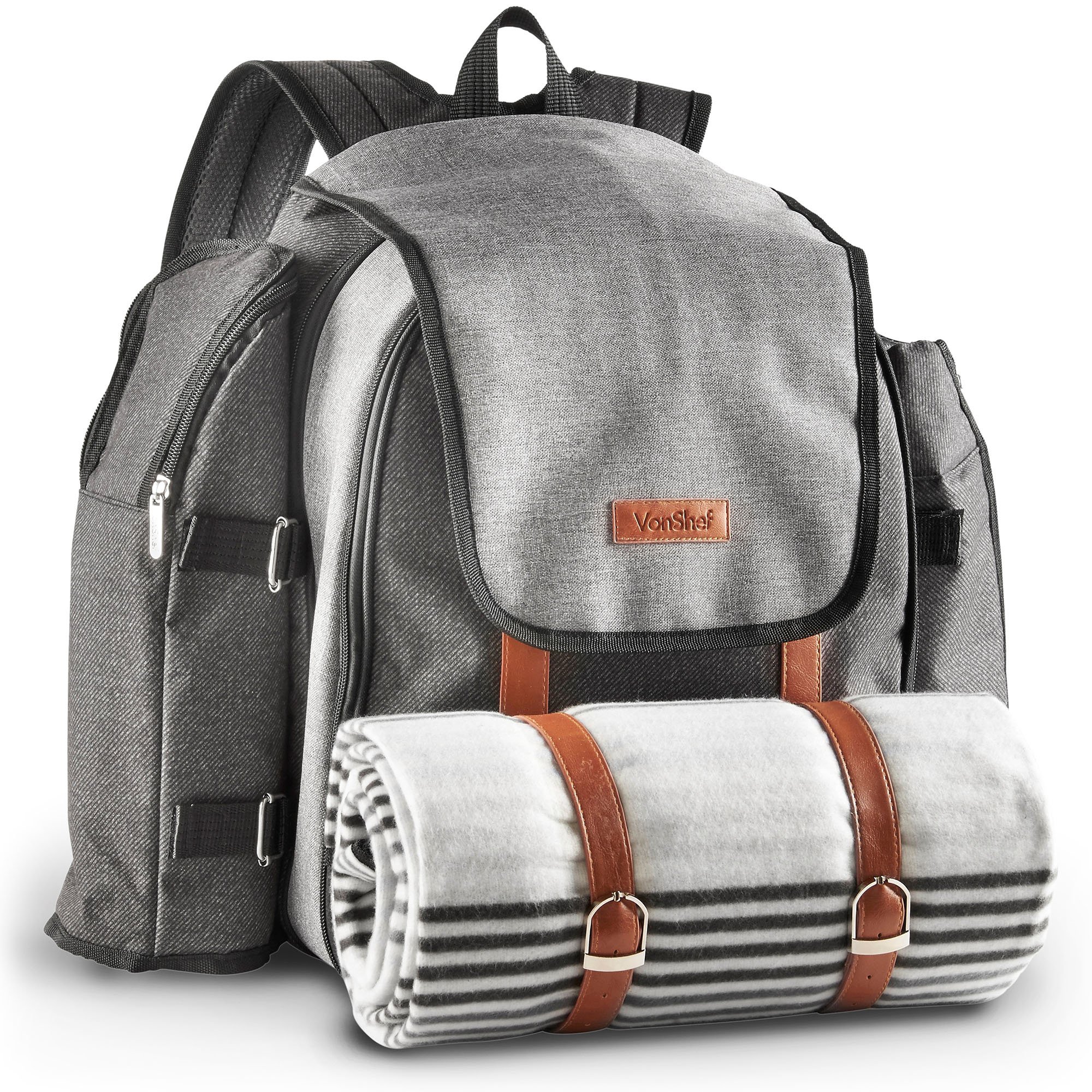 VonShef 4 Person Premium Outdoor Picnic Backpack Bag With Blanket