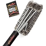 Grillaholics Essentials Grill Brush Steel - Triple Machine Tested for Safety - Stainless Steel Wire Grill Brush for Deep Gril