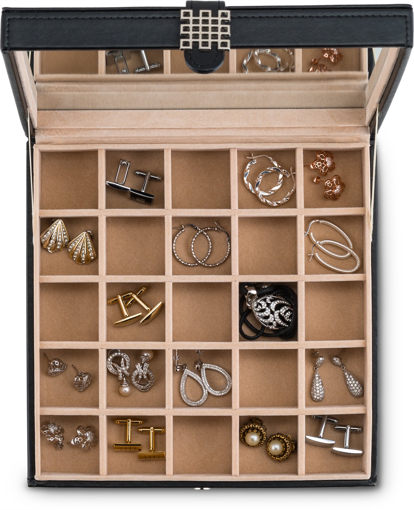 Glenor Co Earring Organizer Classic 25 Section Jewelry Box / Case