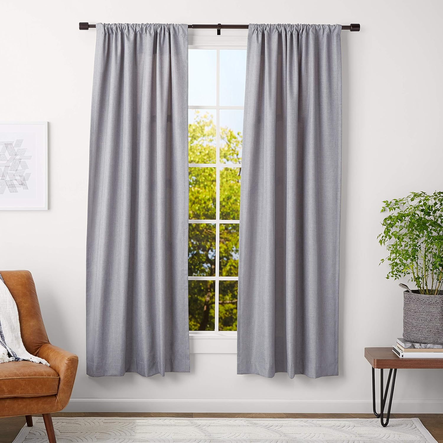 Basics 1-Inch Curtain Rod with Cap Finials - 2-Pack, 36 to 72 Inch, Espresso: Home & Kitchen