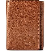 BULL GUARD Leather Trifold Wallets For Men with ID and RFID Blocking Great For Work, Sports, Outdoors