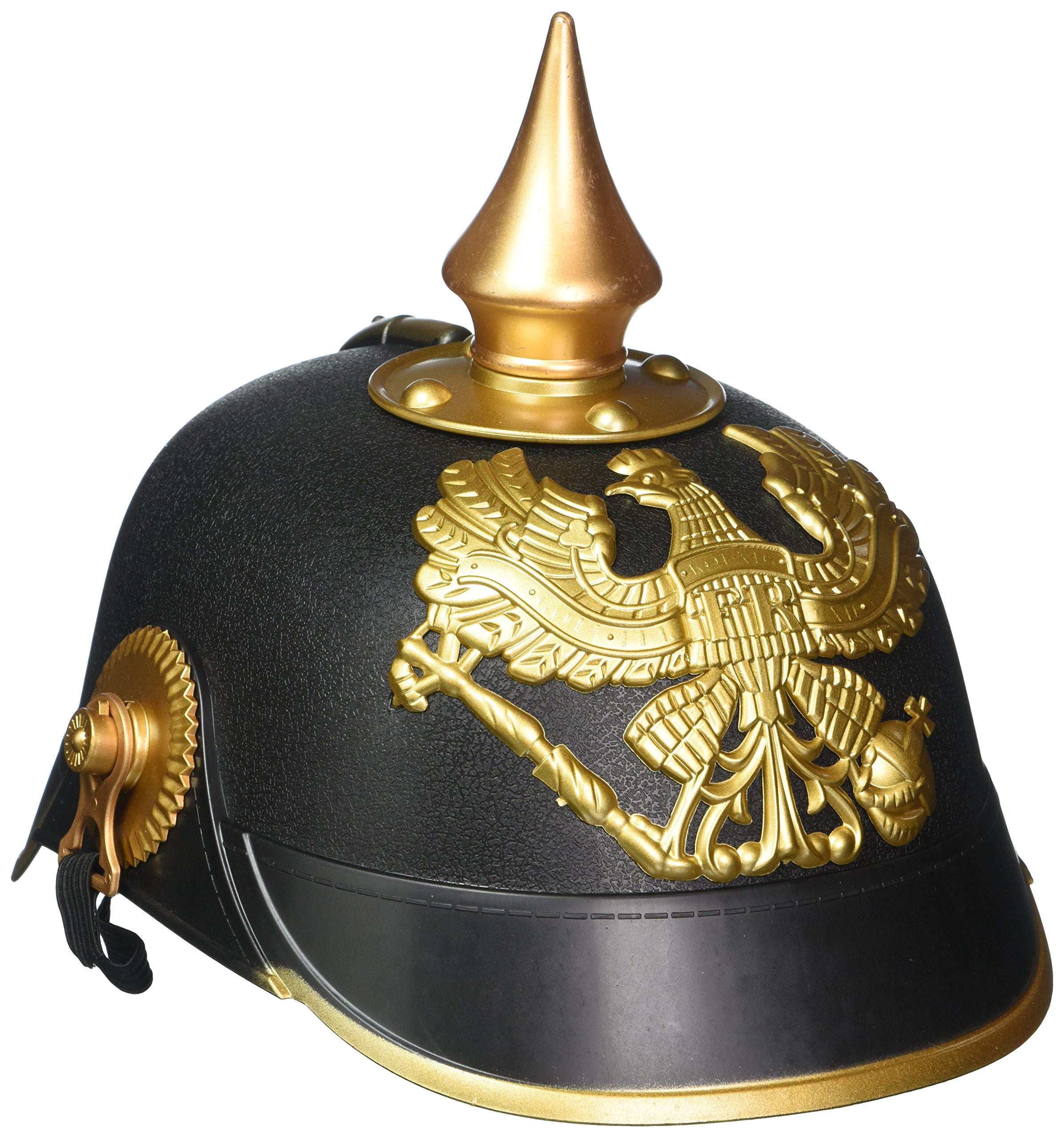 Photo 1 of Forum Novelties - German Officer Pickelhaub Helmet - Plastic Imperial Prussian Helmet - Black & Gold Colored