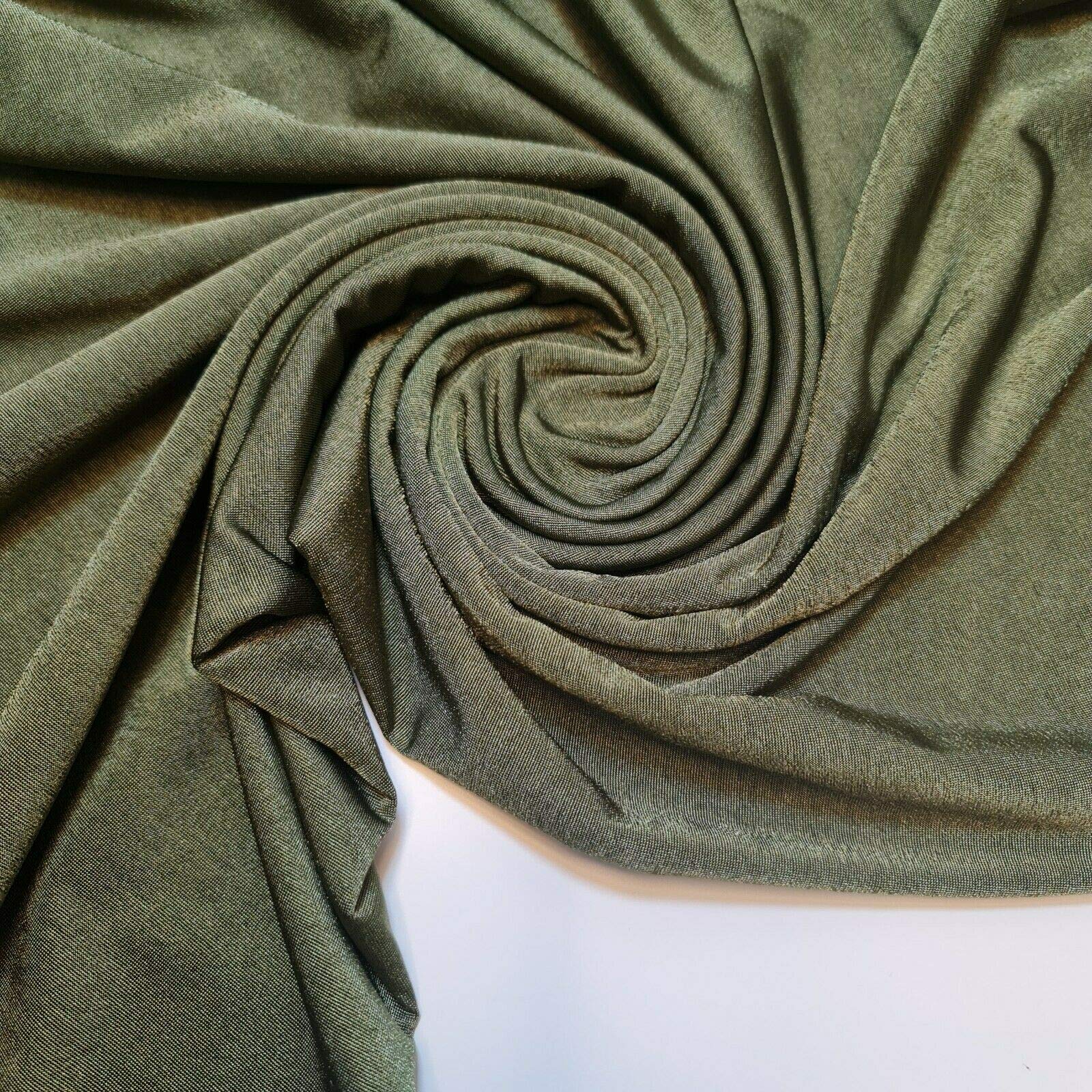 5 Meter Elastane 4-Way Stretch Nylon Light Weight Spandex Dancewear Swimwear ITY Fabric 58" (Olive Green)