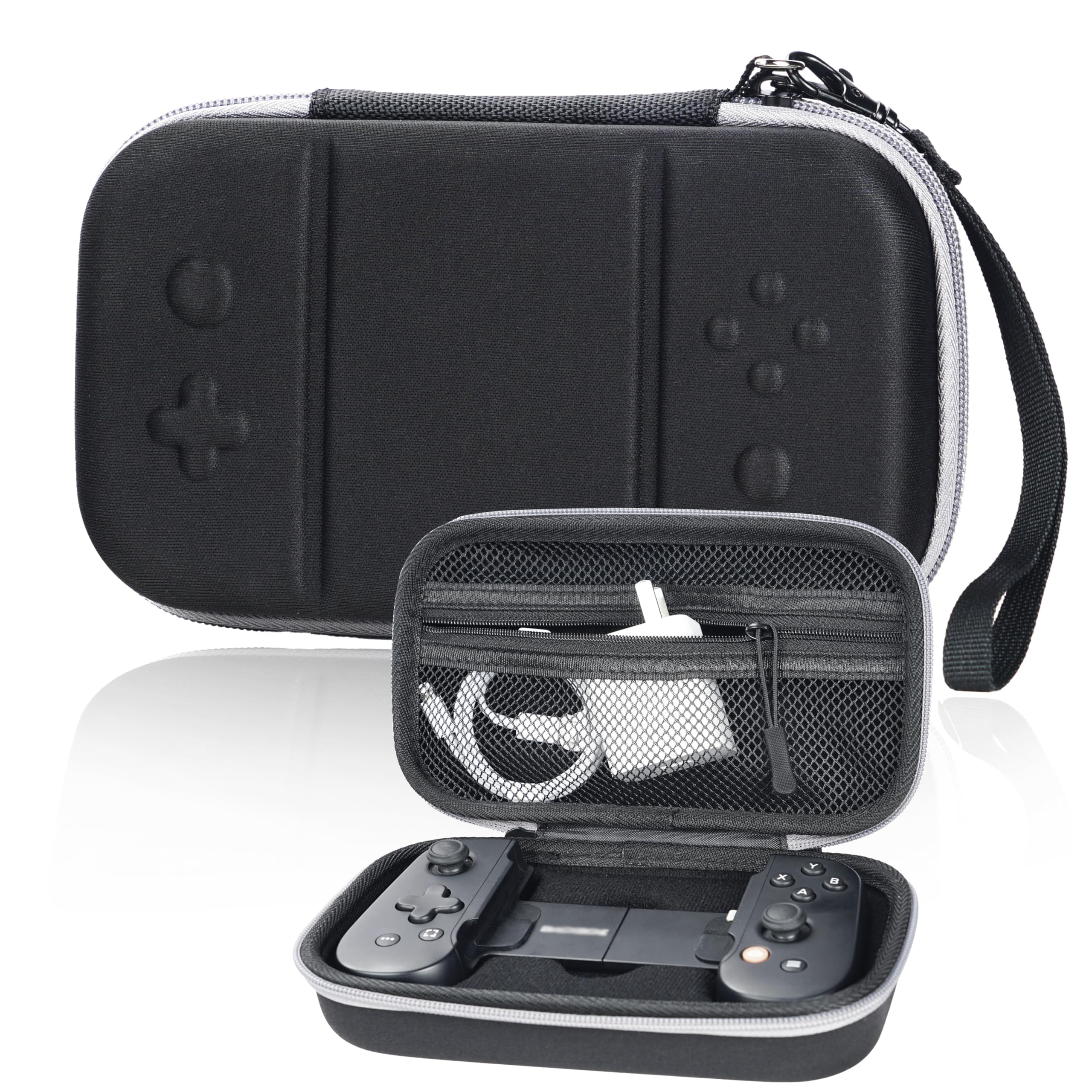 Yosuny Carrying Case Compatible with Backbone One / 2nd Gen,iOS and Android Mobile Gaming Gamepad/Controller,Mesh Pocket with Keychain and Accessories（Black, case only）