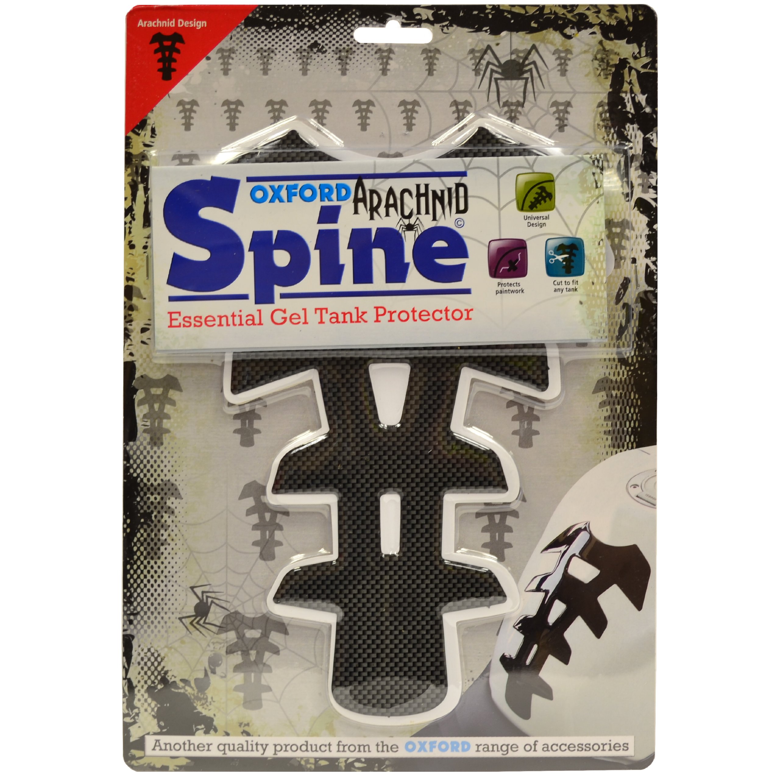Oxford OF837 Carbon 6.3" Wide x 8.6" High Arachnid Spine Gel Tank Pad