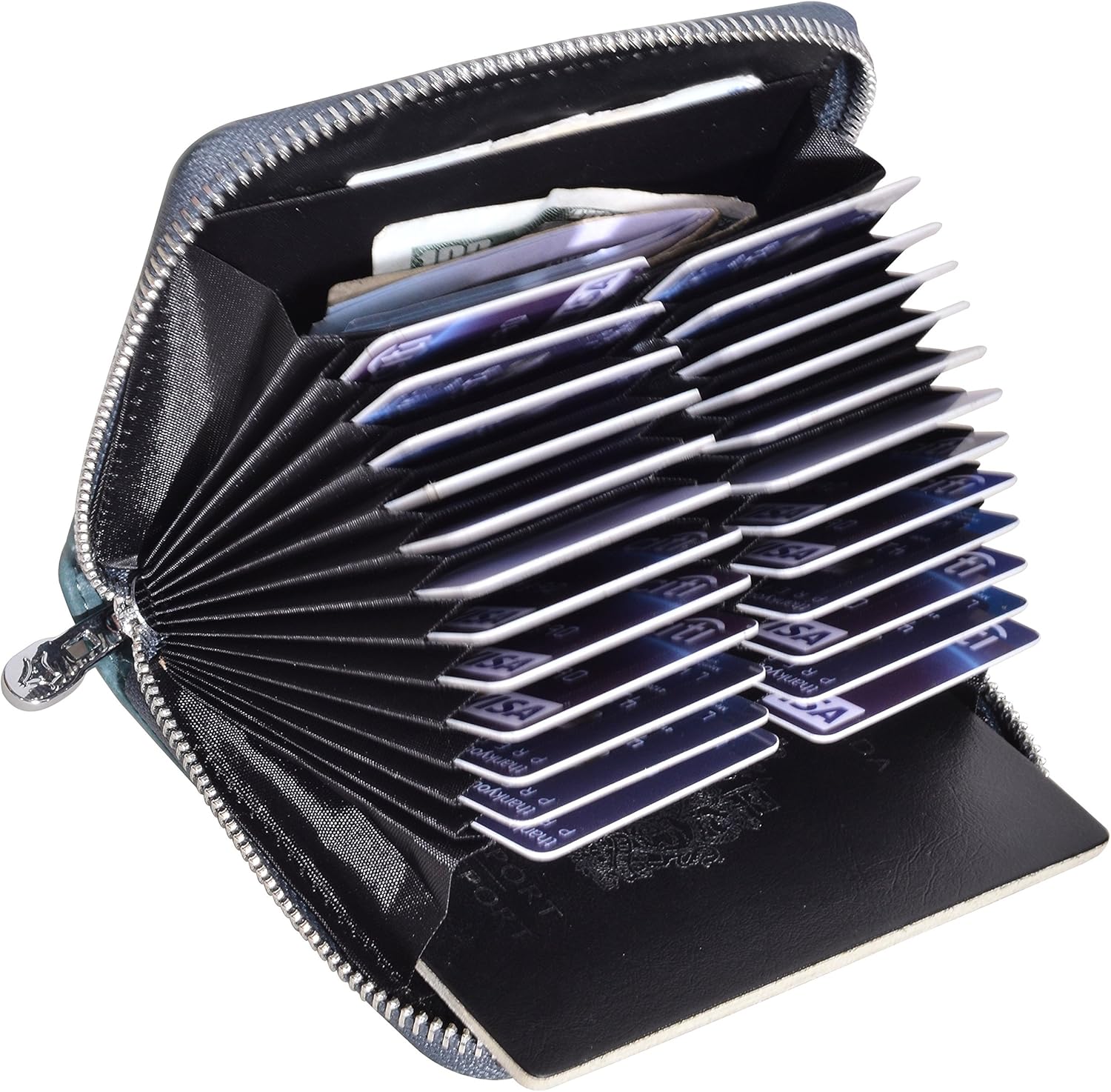 Easyoulife Genuine Leather Credit Card Holder Case RFID Travel Passport