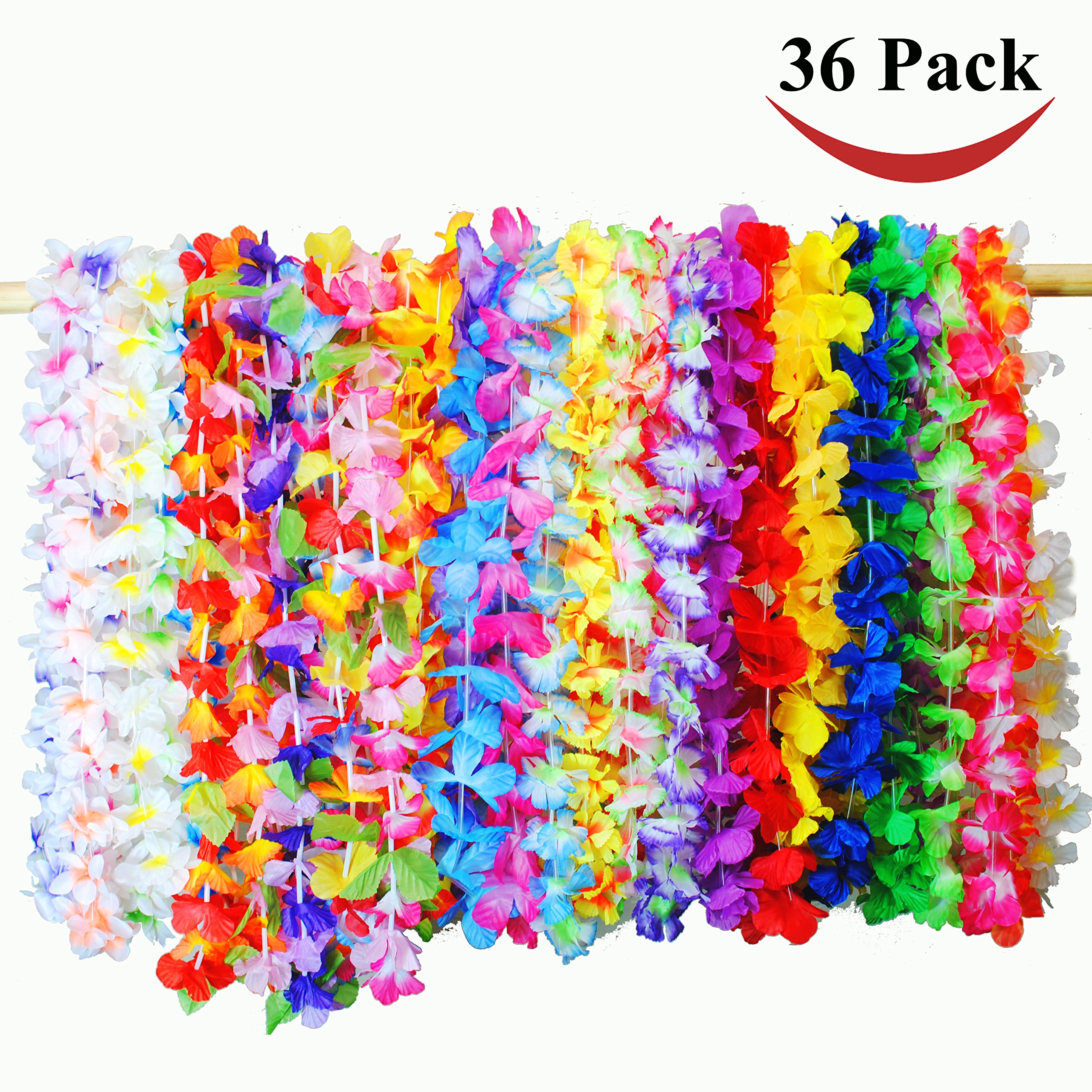 Joyin Toy 36 Counts Tropical Hawaiian Luau Flower Lei Party Favors (3 Dozen) 21 915RPttcVtL