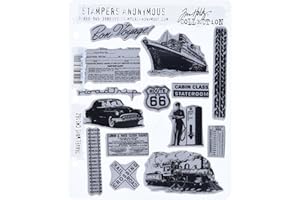 Stampers Anonymous Tim Holtz Cling Rubber Stamp Set, 7 by 8.5-Inch, Travel Ways
