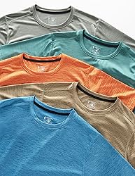 5 Pack Men’s Active Quick Dry Crew Neck T Shirts