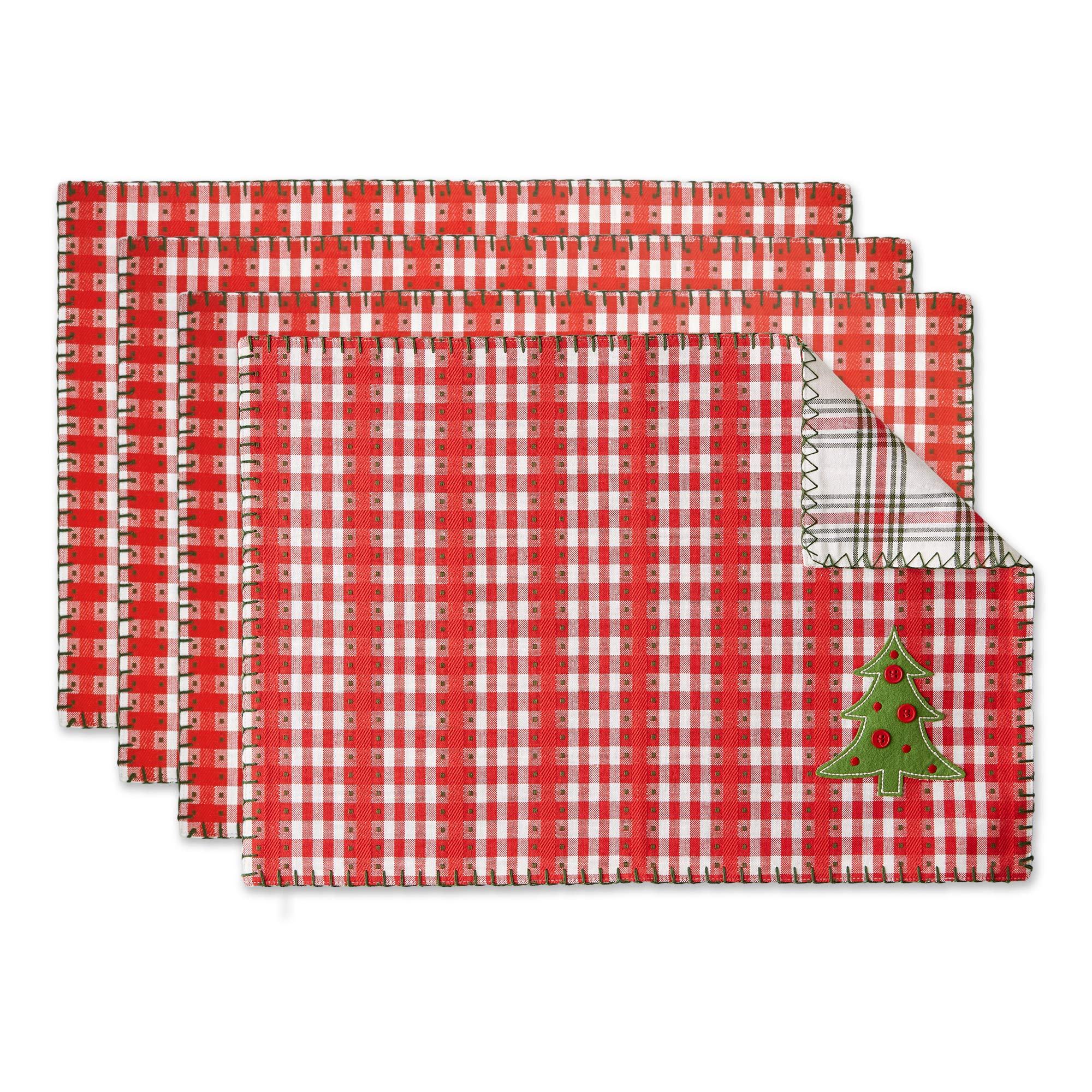DII Tabletop Kitchen Collection, Cotton, Christmas Red, Reversible Placemat Set, 13x19