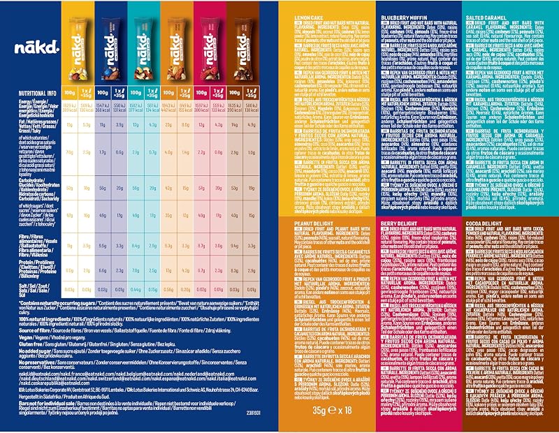 Novo Pack Multiflavour Mix | Barras de Fruta e Nozes Cruas | Ingredientes 100% Naturais | Sem Açúcar Adicionado | 18 x 35g | 630g