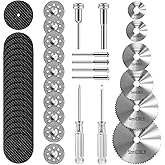 44 Pcs Cutting Wheel Set Compatible with Plastic for Rotary Tool | 6 Pcs HSS Circular Saw Blades, 20 Pcs Resin Cutting Discs, 10 Psc 545 Diamond Cutting Wheels with 2 Pcs Screwdrivers