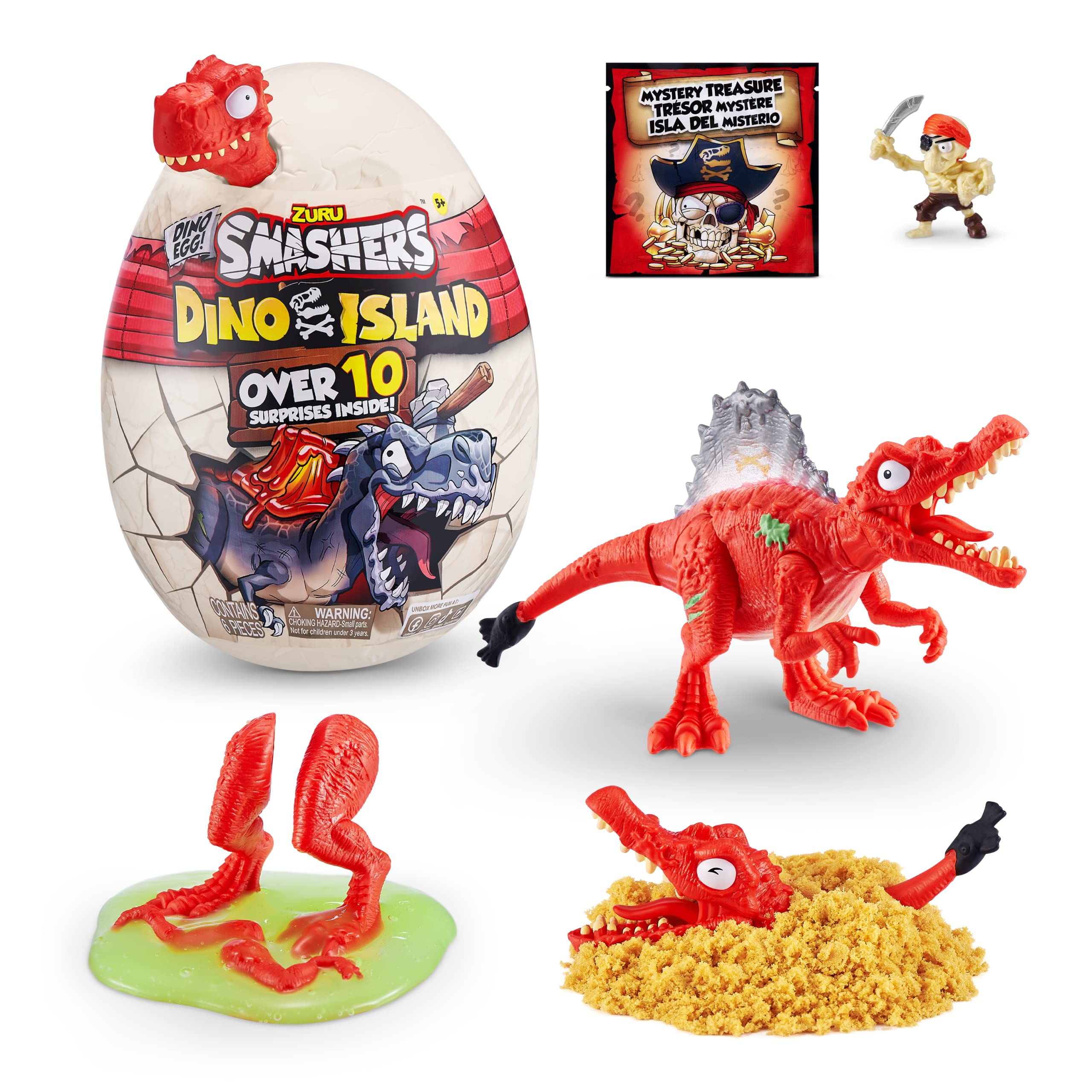 Smashers Dino Island Surprise Mini Egg Age 3+, Spinosaurus, Dinosaur Collectible Toy, Explorer's Kit, Dinosaur Slime (Spinosaurus)