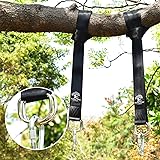 Tree Swing & Hammock Hanging Kit Straps -Two 5 ft Straps Holds 2200 lbs. -Attaches 2 Heavy Duty Carabiners Hook, Easy & Fast Swing Hanger Installation,No Stretching-Better than Swing Rope & Chain!