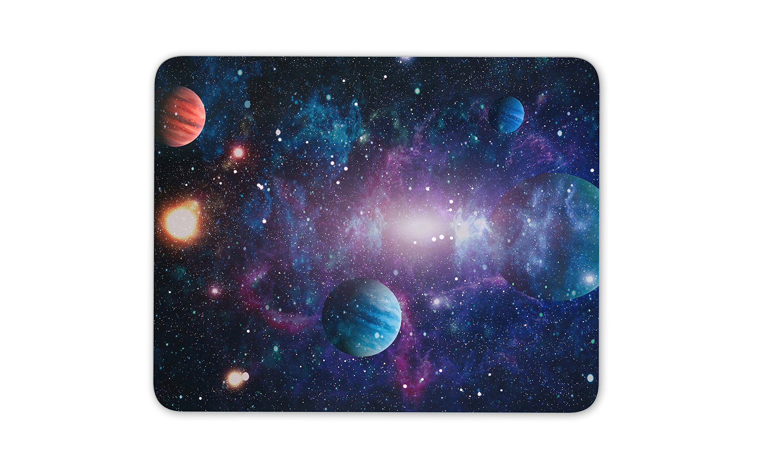 Purple Blue Space Galaxy Mouse Mat - Desk Accessory Computer Office Equipment Planets Moon Nebula Science Night Sky #13188