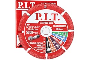 P.I.T. Diamond Cutting Wheel 3 x 3/8 Inch for Metal, Cut Off Wheel with 5000+ Cuts on Metal, Rebar,Sheet Metal,Angle Iron,Stainless Steel,1PCS Cutting Blade