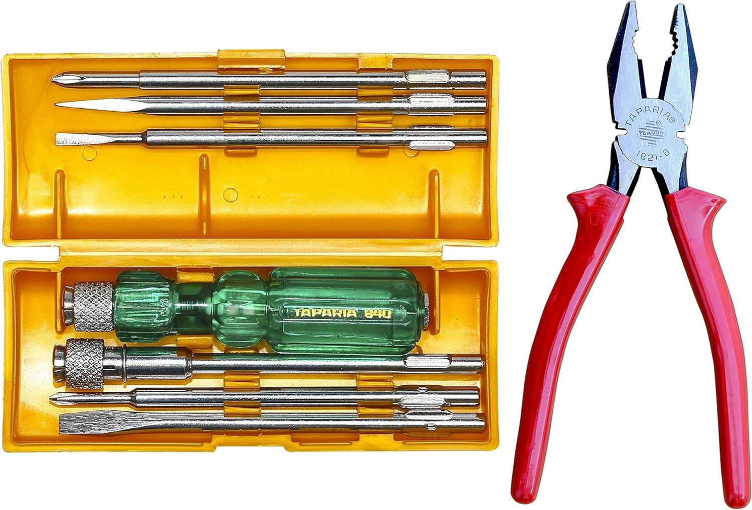 Taparia 840 Screw Driver Set with Neon Bulb (Silver and Green