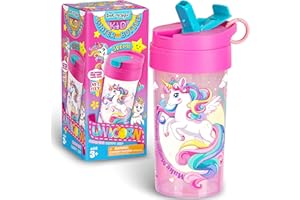 FUN KIDZ 17oz Unicorn Kids Water Bottle, Total My Style Toddler Spout Cover and Carry Handle Design Lid Leak Proof BPA free Cup for Girls Ages 3+ Dishwasher Safe for Sports School Travel with Silicon Straw
