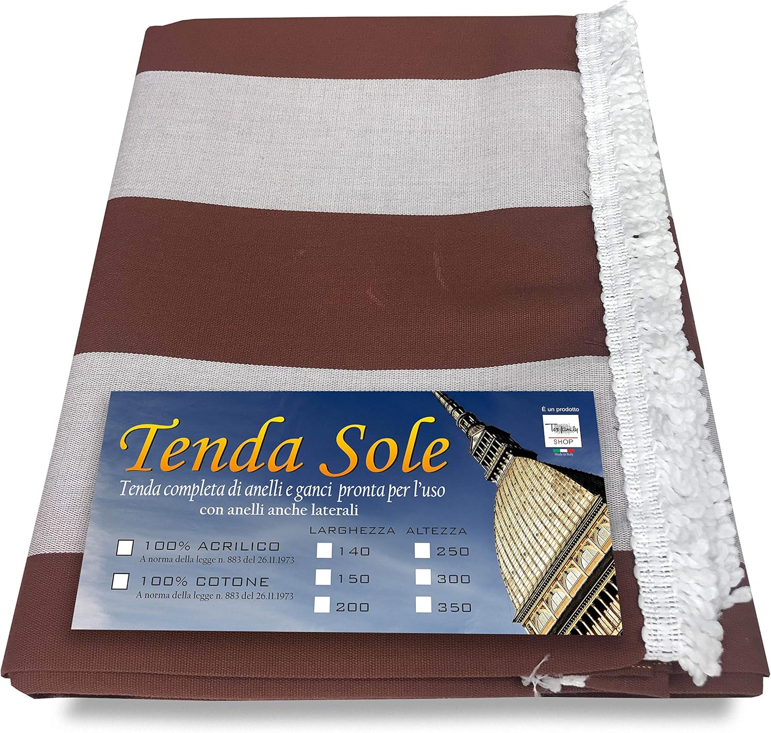 CORTINA DE SOL PARA EXTERIOR JARDÍN, BALCÓN LÍNEA IGUAL MARRÓN Y